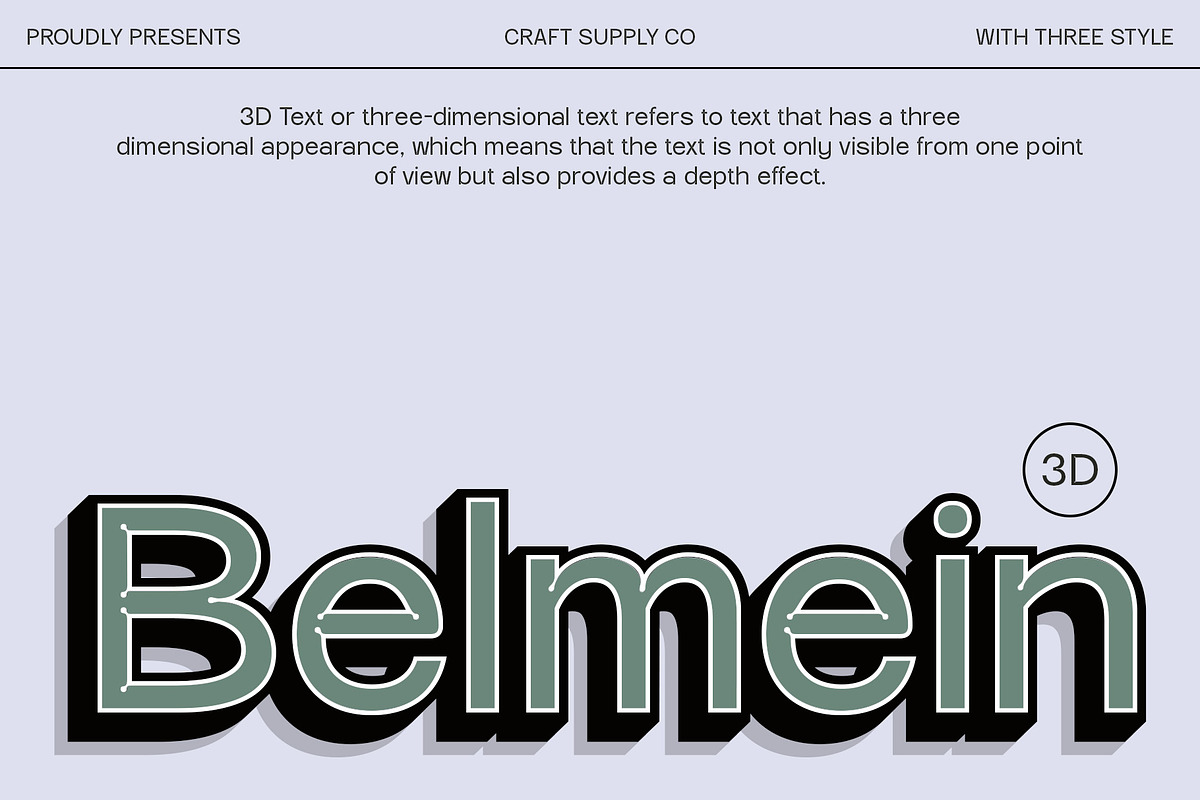 Belmein 3D, a Sans Serif Font by Craft Supply Co. (Photo 1 of 8)
