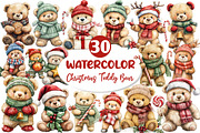 Christmas Teddy Bear Clipart, an Illustration by Dream Creation (Thumbnail 1 of 6)