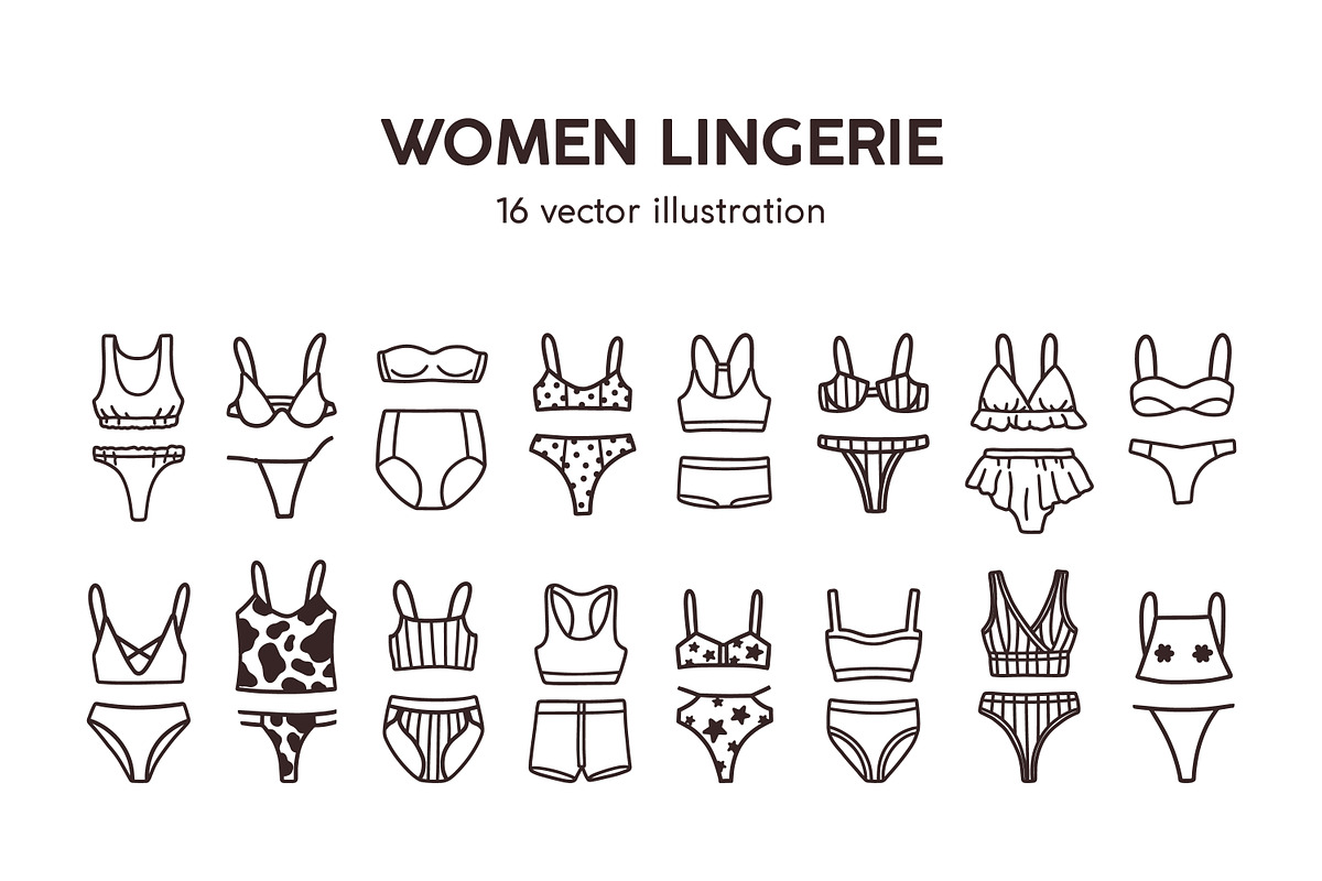 Outline women lingerie underwear set, an Object Illustration by Good Studio (Photo 1 of 9)