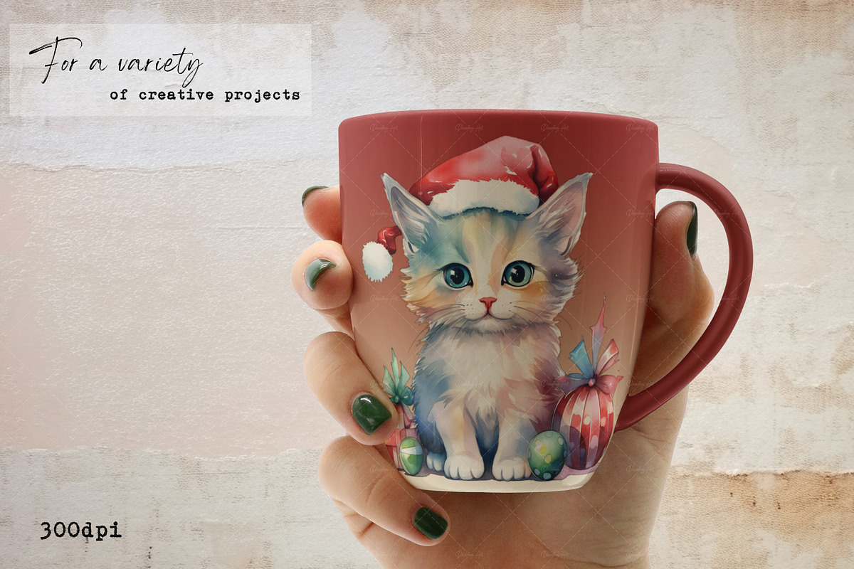 Watercolor Christmas Cats | Kittens, an Illustration by Dazzling Art Boutique (Photo 9 of 10)