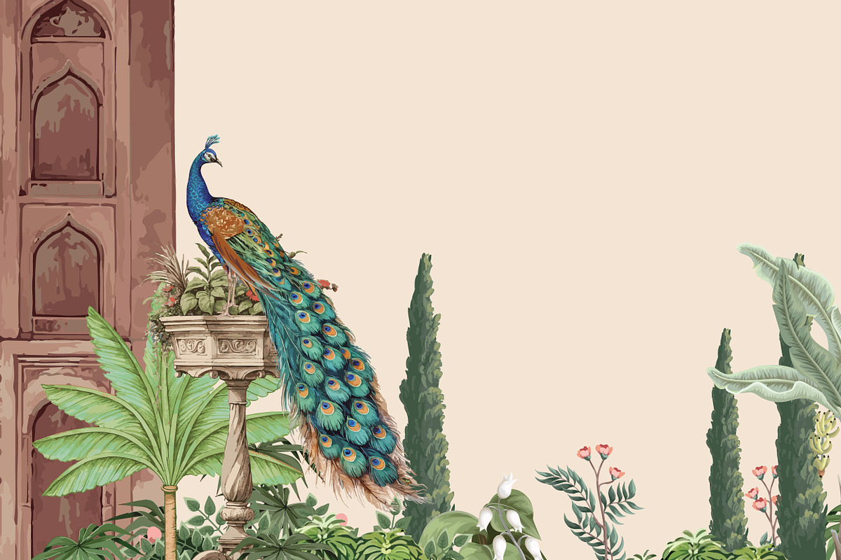Moroccan Chinoiserie Palm Pattern, a Decorative Illustration by Mughal Wallpaper (Photo 2 of 5)