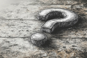 Hand drawn question mark on textured wooden surface, an Illustration by AS photostudio