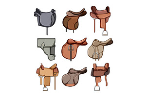 saddle set cartoon vector, an Object Illustration by pikepicture