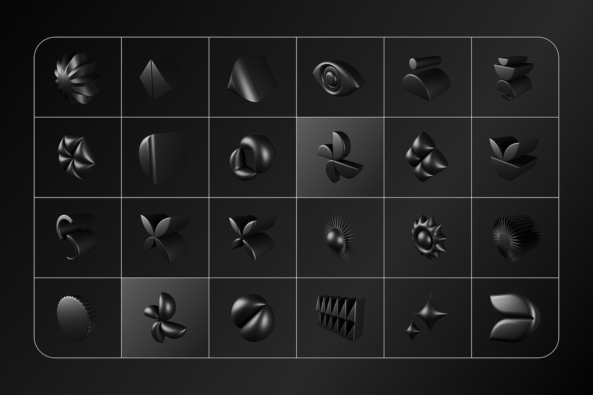 3D Dark Geometrics 234 illustrations, an Object Graphic by assetpro.design (Photo 6 of 16)
