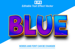 Blue Vector 3D Editable Text Effect