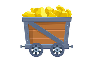 Metal mine cart loaded with, a Transportation Illustration by Things for designers