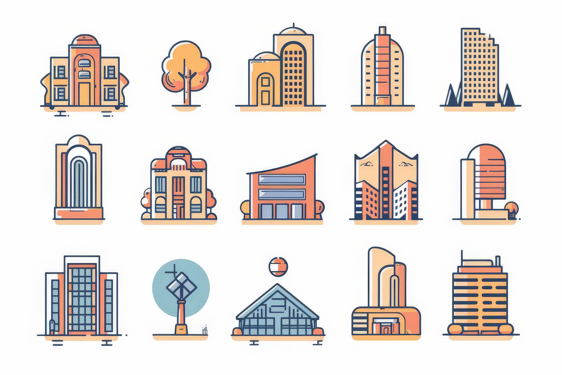 Set of Logos with architecture build, a Background Photo by Pixeness Studio