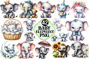 Baby Elephant Clipart, an Illustration by Pixels.Craft (Thumbnail 1 of 7)