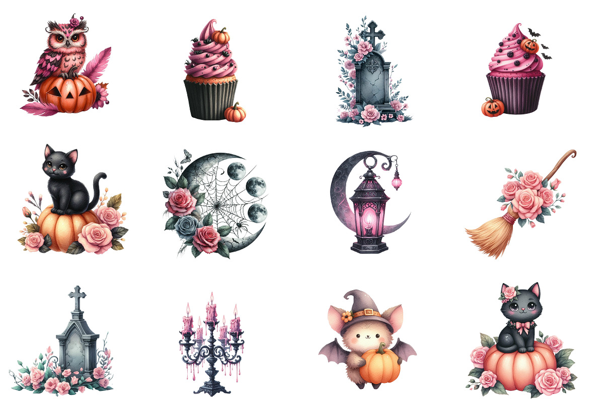 Pastel Goth Halloween clipart, an Illustration by Designworld (Photo 3 of 5)