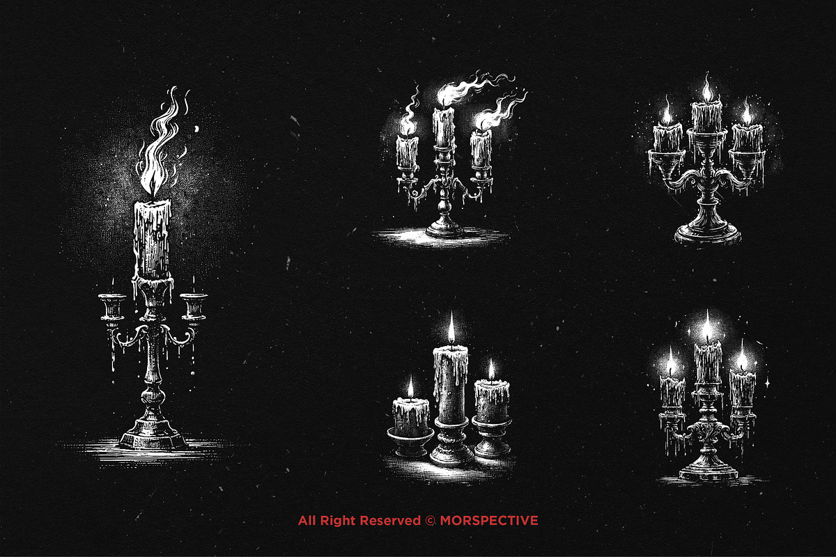 10 Bundle Dark Art Candlestick Light, an Illustration by Morspective (Photo 5 of 7)