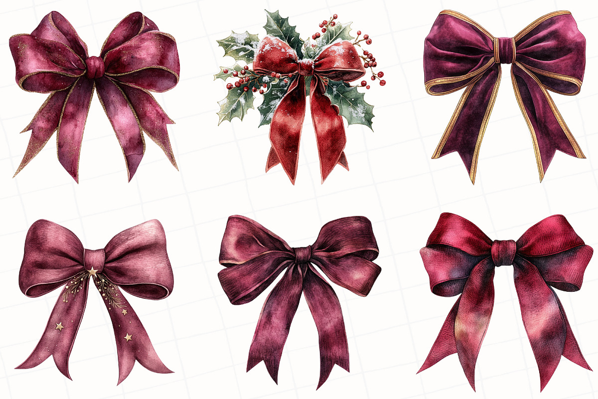 Christmas Bow Clipart, an Illustration by OK Design (Photo 5 of 5)