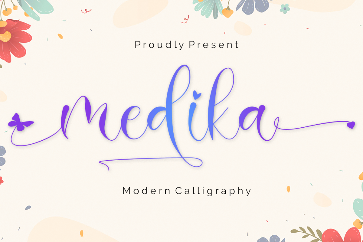 Medika Butterfly Love Calligraphy, a Script Font by MC Creative (Photo 1 of 9)