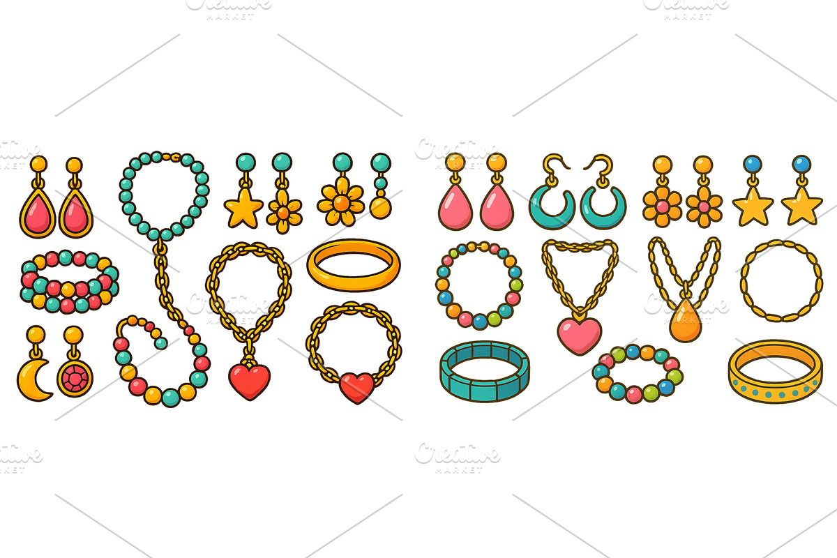 Colorful jewelry designs featuring, an Object Illustration by ZinetroN