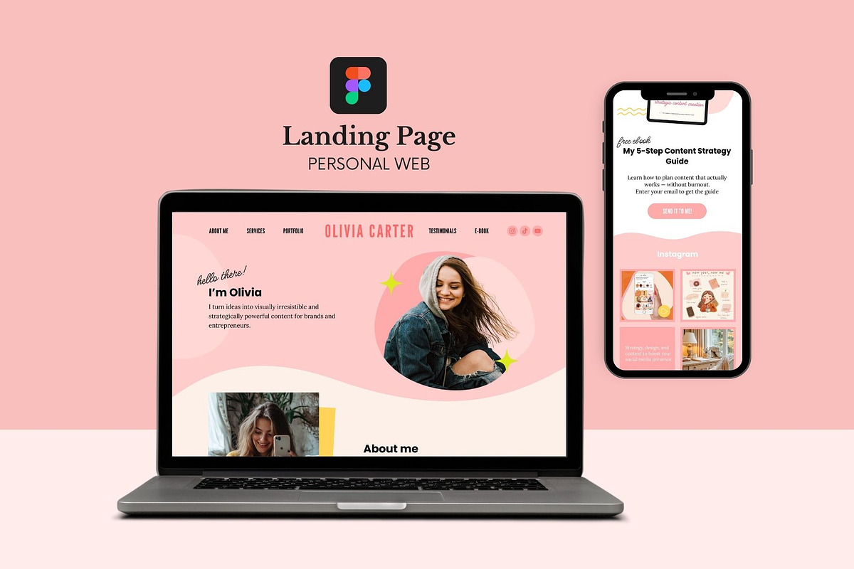 Figma Landing Page Template, a Landing Page Template by Cathy Cárcamo (Photo 5 of 5)