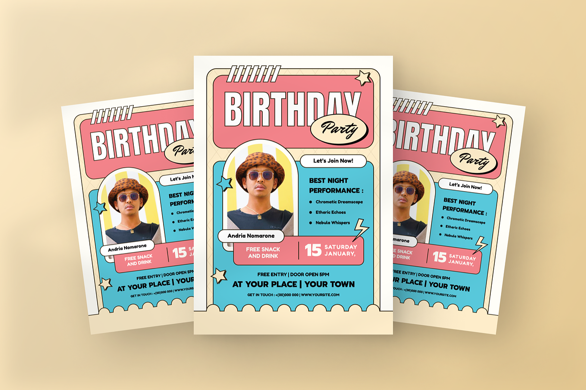 Pop Birthday Party Flyer, a Flyer Template by SquidPixey (Photo 4 of 5)