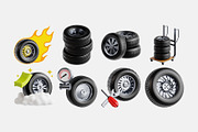Tire 3D Icon Set, a Cars & Vehicle 3D Model by Eklip Studio (Thumbnail 2 of 3)