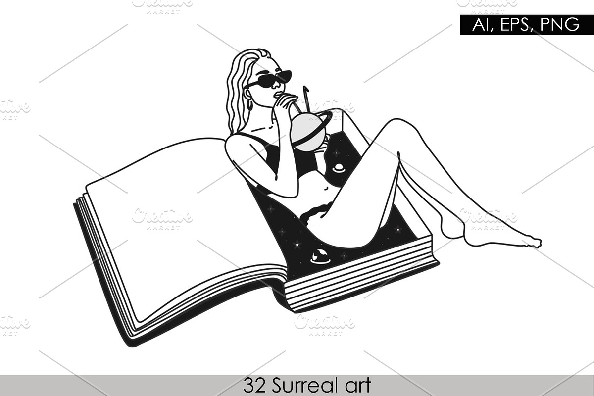 Surreal art. Surrealism line art, an Animal Illustration by velychko.ua (Photo 7 of 8)