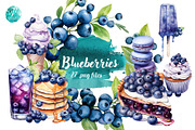 Watercolor Blueberries Clipart, a Food Illustration by Verdigris Studios (Thumbnail 1 of 3)