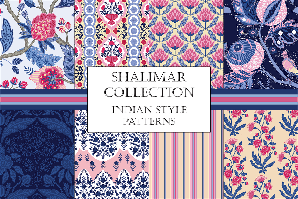 Indian Floral Patterns Shalimar Pink, a Pattern Graphic by RachelStudio (Photo 1 of 10)