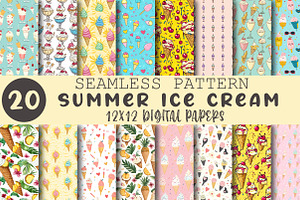 Summer Ice Cream Seamless Pattern, a Pattern Graphic by OK Design