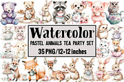 Pastel Animals Tea Party Set, an Illustration by Design Market (Thumbnail 1 of 3)