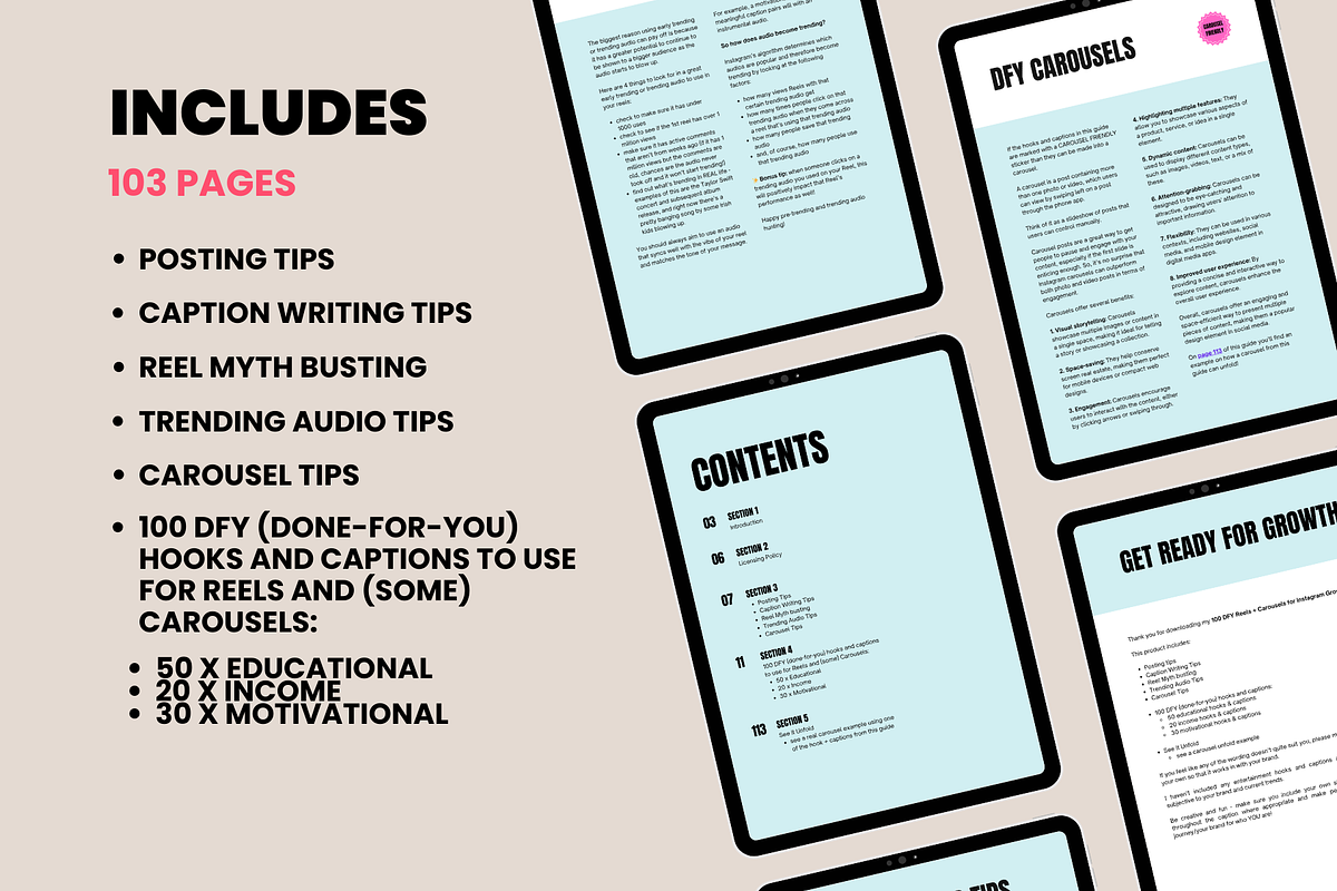 PLR 100 DFY Reels Instagram Captions, a Social Media Template by Design By Hira (Photo 2 of 7)