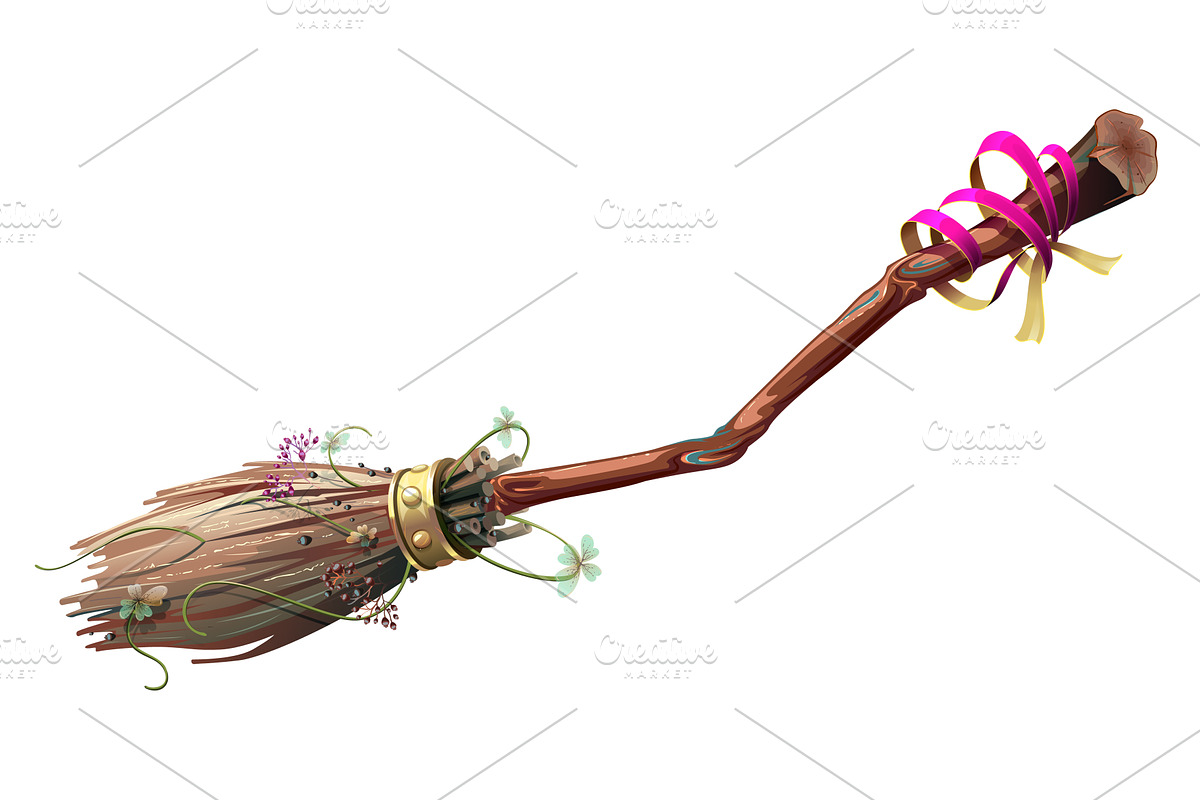 Flying broom witch symbol of, an Object Graphic by orensila