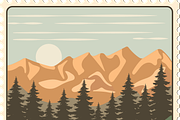 Retro Mountain Vector Stamps, a Seasonal Illustration by JYa_Design (Thumbnail 5 of 5)