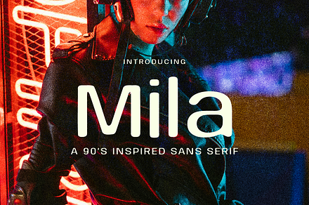 Mila: A 90's inspired cyberpunk font, a Font by Corinne Dodenhoff