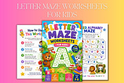 Letter Maze Worksheets for Kids, a Stationery Template by Designmela01 (Thumbnail 3 of 6)