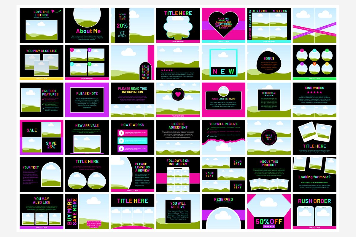Neon Etsy Listing Templates, a Branding & Logo Template by SunshineStudioBoutique (Photo 4 of 8)