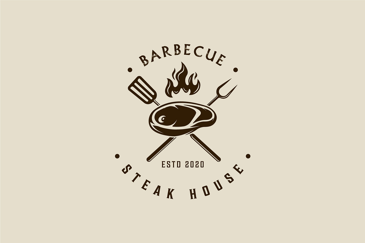 barbecue steak logo vintage vector, a Branding & Logo Template by zyxroun shop