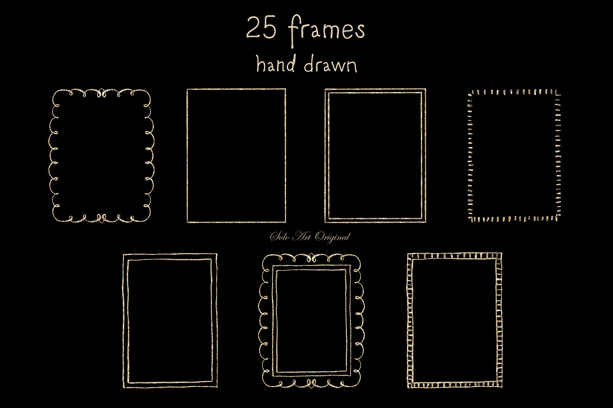 Whimsical Gold Frames Hand drawn, a Graphic by Solo Art Original (Photo 3 of 14)