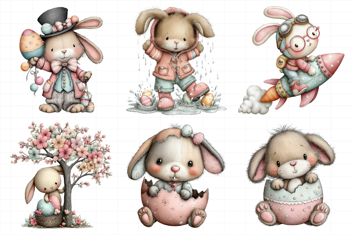 Whimsical Easter Bunny Clipart, an Illustration by Daily.Designs (Photo 3 of 8)