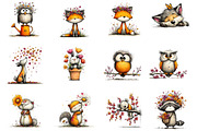 Woodland Animals Spring Floral Clipa, an Illustration by Dream Creation (Thumbnail 4 of 5)