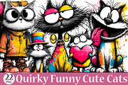 Quirky Funny Cats Clipart, an Animal Illustration by YA Design (Thumbnail 1 of 5)
