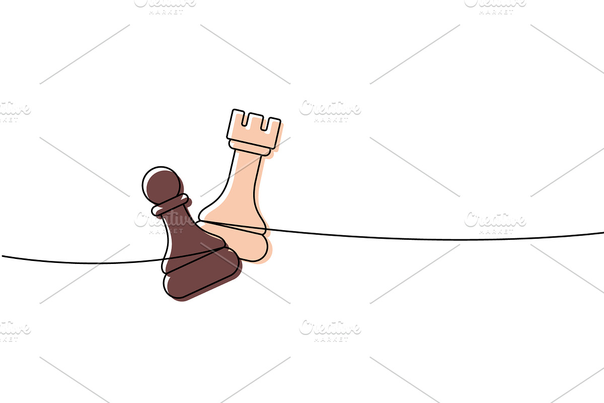 Minimalist line art of a pawn and, an Illustration by GraphiShop