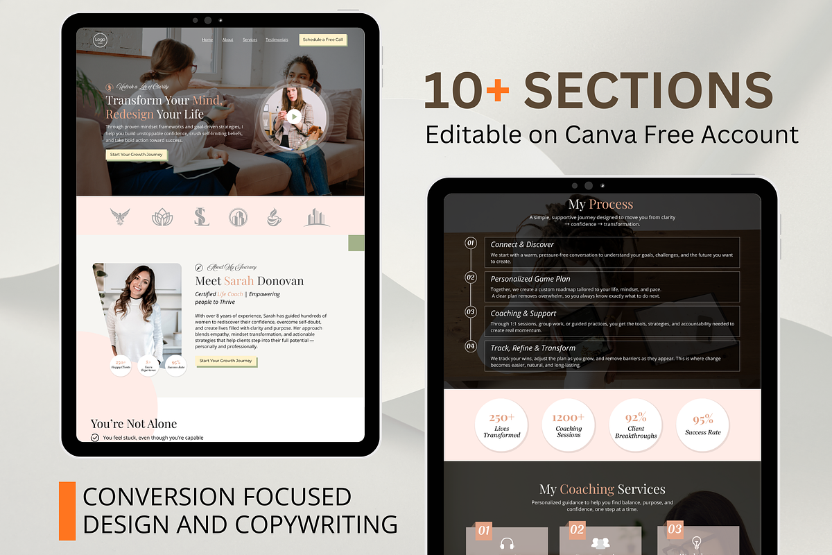 Life Coach Website Template – Canva, a Landing Page Template by AwaisTheTechie (Photo 2 of 5)