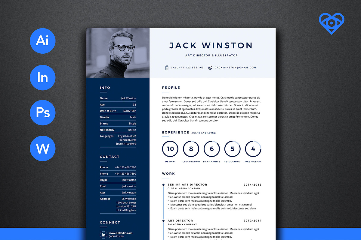 PRO Resume 3, a Resume Template by ikono.me (Photo 1 of 6)