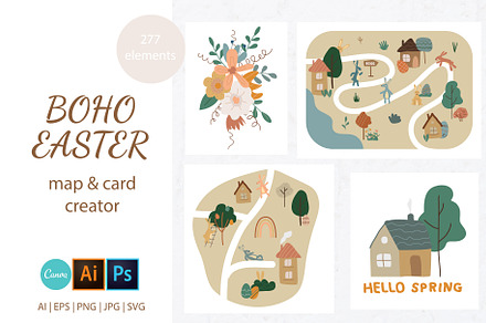Boho Easter map & card creator