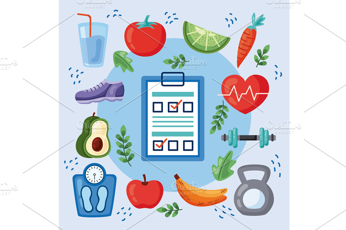 healthy lifestyle icons, a Healthcare Illustration by studiogstock
