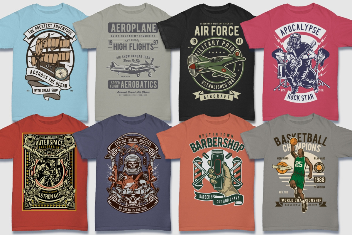 100 Retro Tshirt Designs Bundle, an Education Illustration by roach_graphic (Photo 2 of 14)
