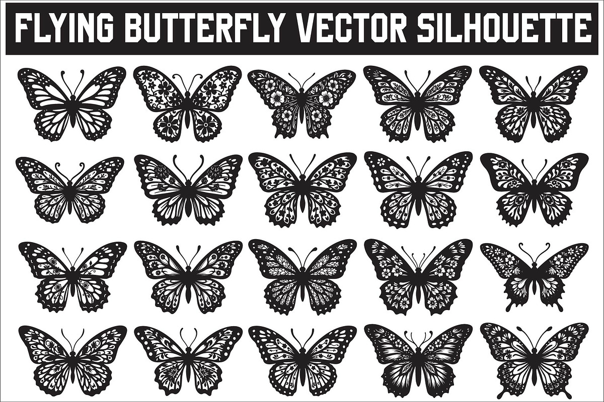 Flying Butterfly Vector Silhouette, an Illustration by Amazin_art (Photo 1 of 21)