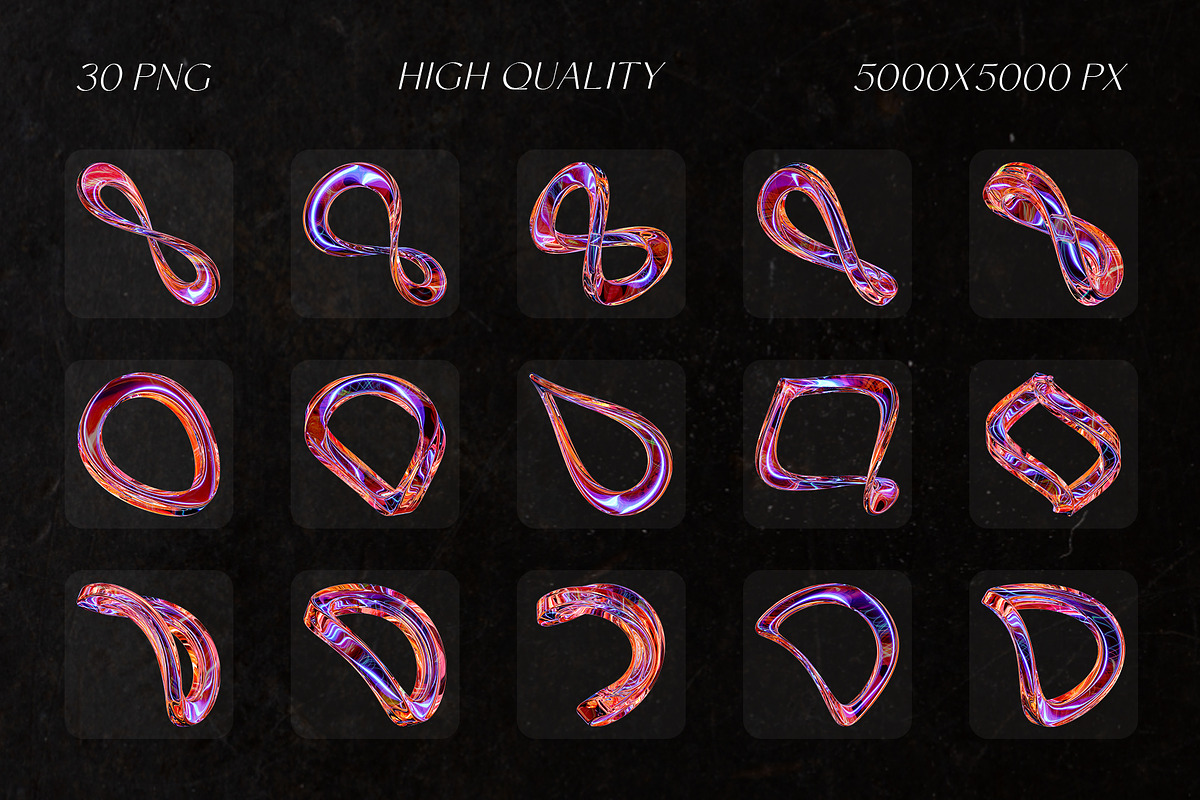Sci-Fi Glass Abstract 3D PNG Shapes, an Object Graphic by stasylionet (Photo 2 of 10)