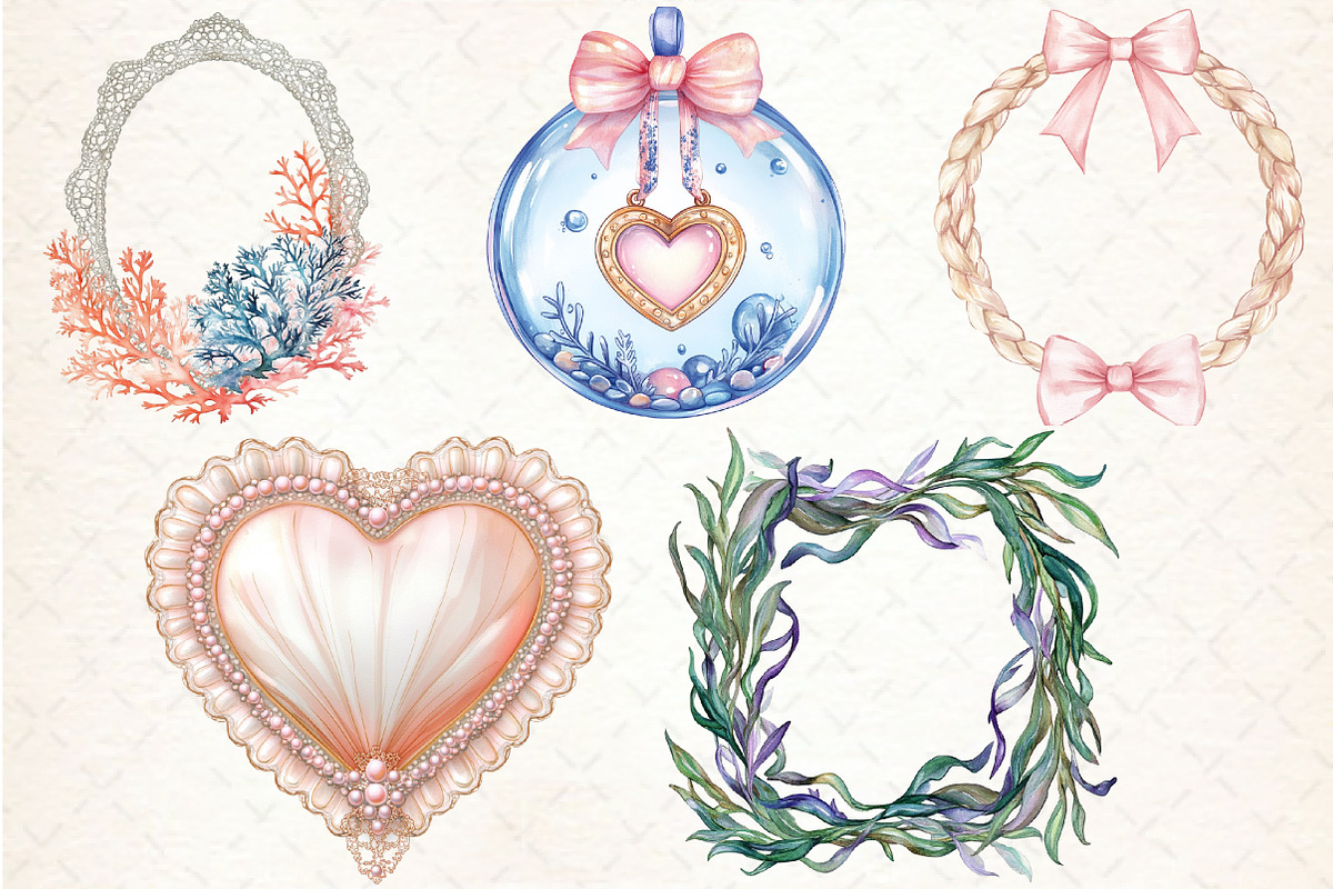 Coquette Coastal Summer Frame Bundle, an Illustration by Libby Wishes (Photo 4 of 7)