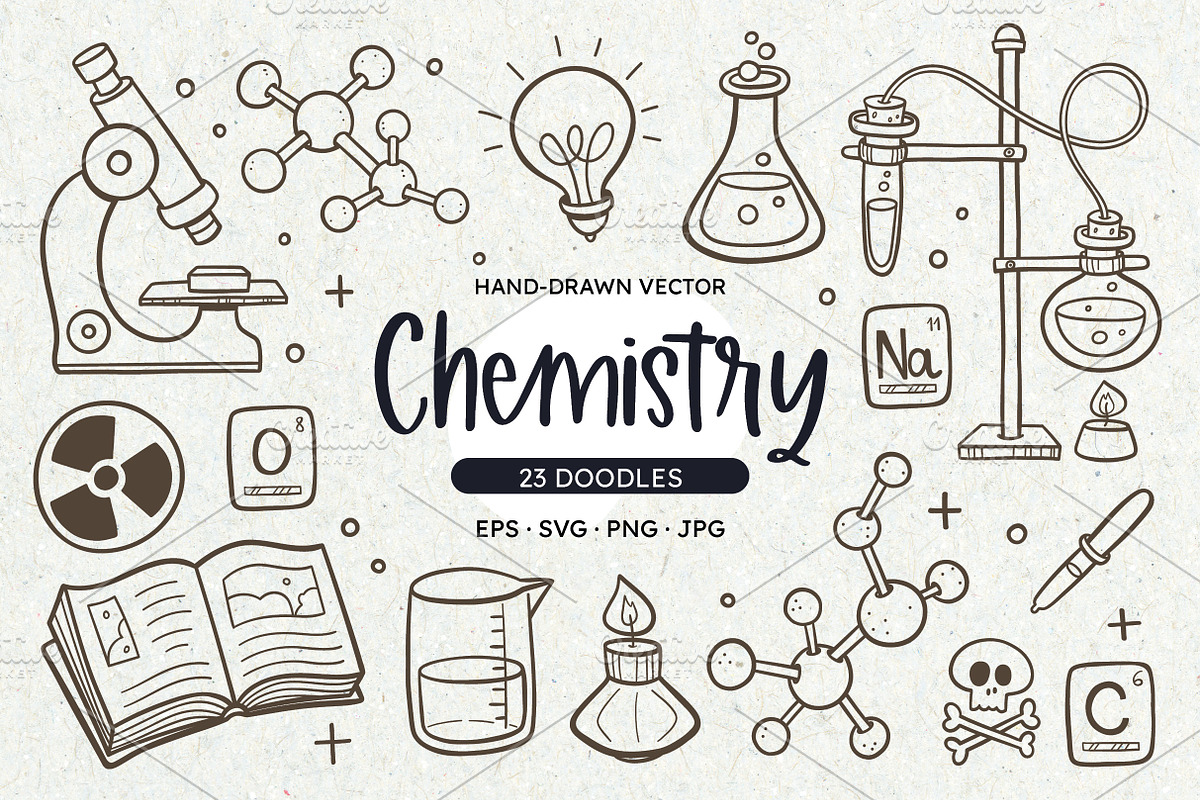 Chemistry Doodle Clipart Set, an Education Illustration by insemar (Photo 1 of 4)