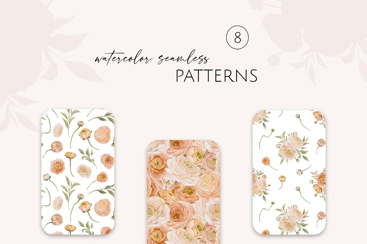 Peach BLOOM watercolor florals, a Decorative Illustration by Yuliia Lashevska (Photo 8 of 14)