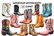 Western Boots Watercolor Clipart, an Illustration by Creative Art (Thumbnail 1 of 10)