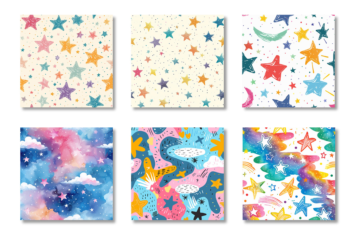 Hand Drawn Pastel Doodle Stars, a Pattern Graphic by Canvas Craft (Photo 2 of 6)