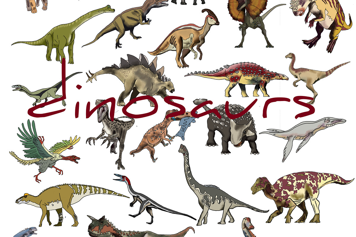 32 dinosaur illustrations, an Animal Illustration by KimmiDrawsThings